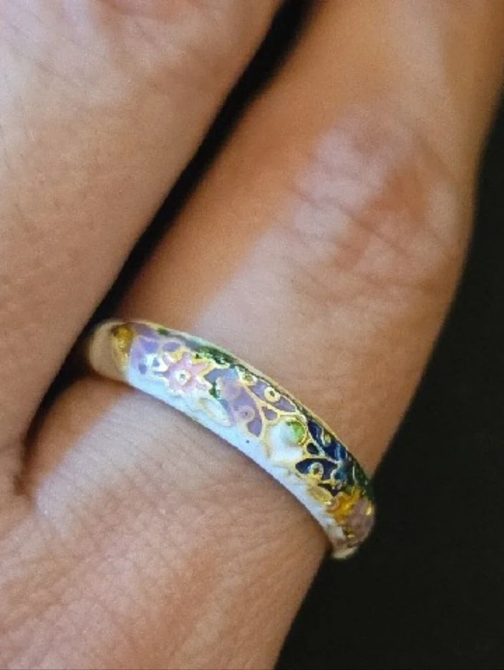 Gold-Tone Multicolor Floral Enamel Dome Ring - Women Jewelry Size 9 NIB